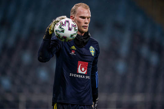 Goalkeeper Pontus Dahlberg of Sweden
