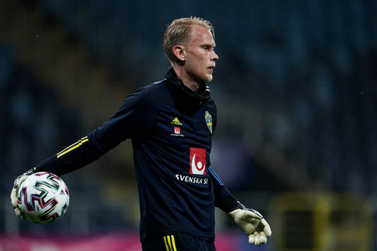 Goalkeeper Pontus Dahlberg  of Sweden