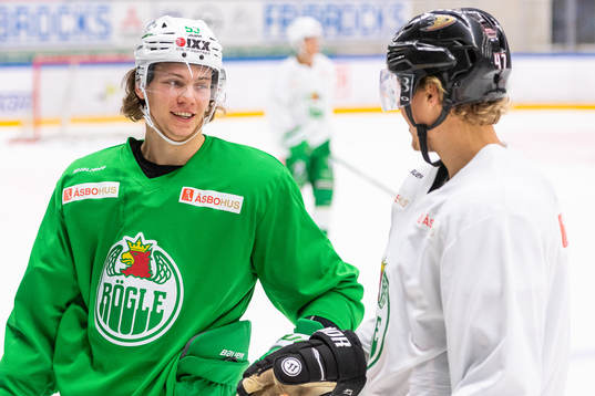 Moritz Seider i samtal med Anaheim Ducks Hampus Lindholm
