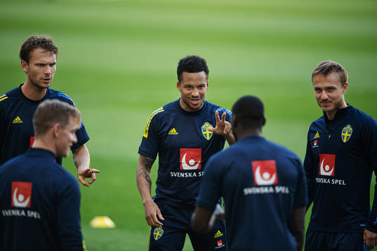 Albin Ekdal, Martin Olsson and Pierre Bengtsson of the