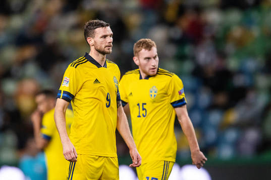 Marcus Berg and Dejan Kulusevski of Sweden
