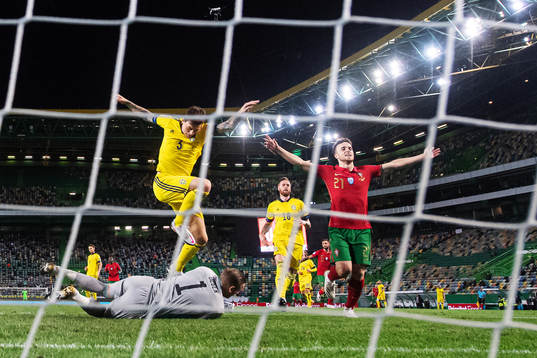 Diogo Jota of Portugal celebrates the 1-0 goal from