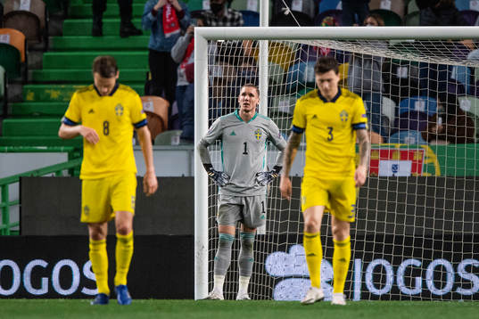 Albin Ekdal, goalkeeper Robin Olsen and Victor Nilsson