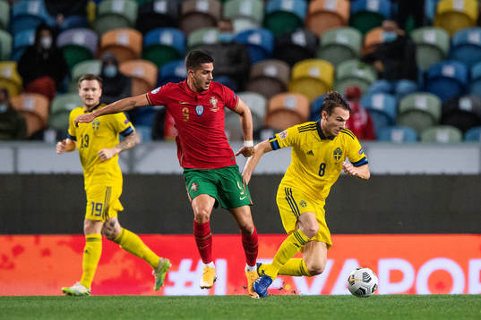 André Silva of Portugal and Albin Ekdal  of Sweden