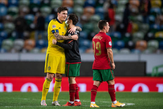 Victor Nilsson Lindelöf of Sweden and Bernardo Silva of