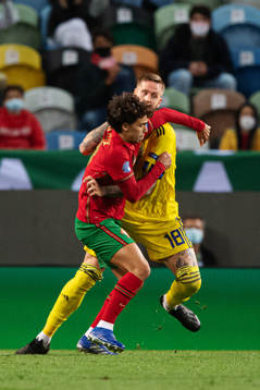 Joao Felix of Portugal and Pontus Jansson of Sweden