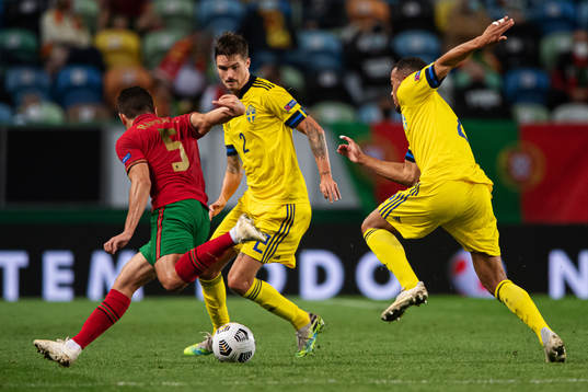 Raphael Guerreiro of Portugal in action against Mikael