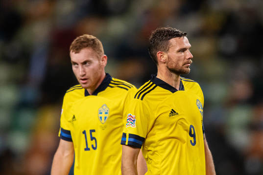 Dejan Kulusevski and Marcus Berg of Sweden