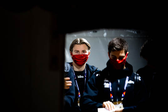 Jens Petter Hauge of Norway arrives wearing a face mask