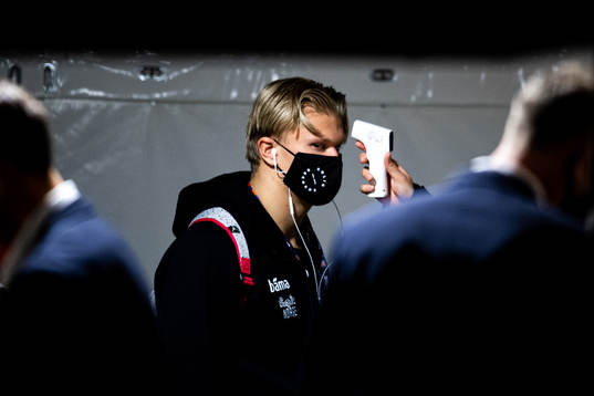 Erling Braut Haaland of Norway has his temperature checked