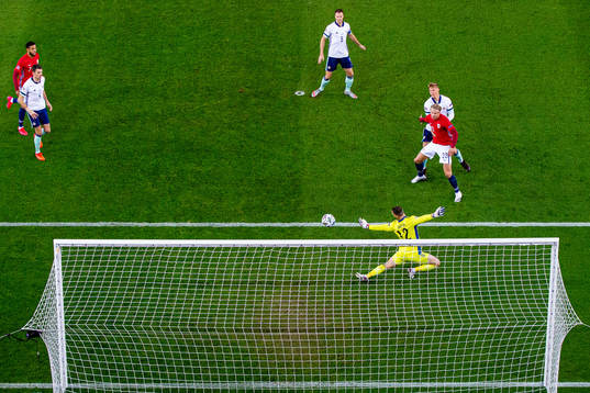 Erling Braut Haaland of Norway with an attempt past