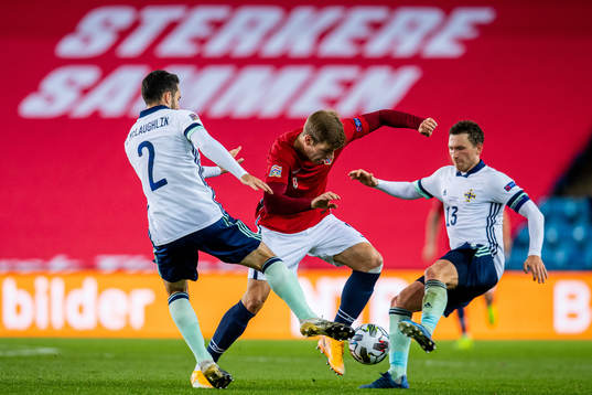 Conor McLaughlin of Northern Ireland, Alexander Sørloth of