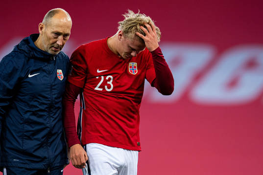 Erling Braut Haaland of Norway in pain