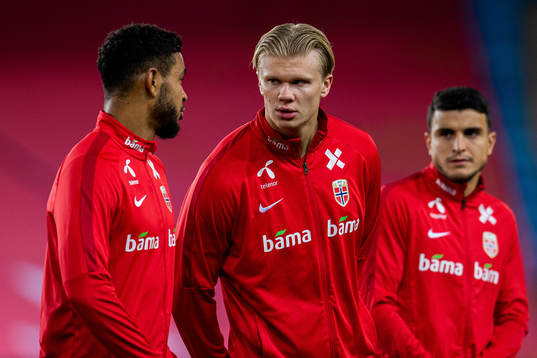 Joshua King and Erling Braut Haaland of Norway