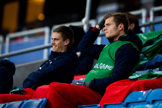 Alexander Sørloth of Norway in the stands