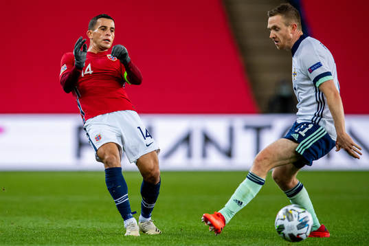 Omar Elabdellaoui of Norway and Shane Ferguson of Northern