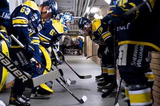 s målvakt Hugo Alnefelt innan ishockeymatchen i SHL mellan