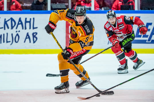 Luleås Eddie Larsson mot Malmö Redhawks Axel Wemmenborn