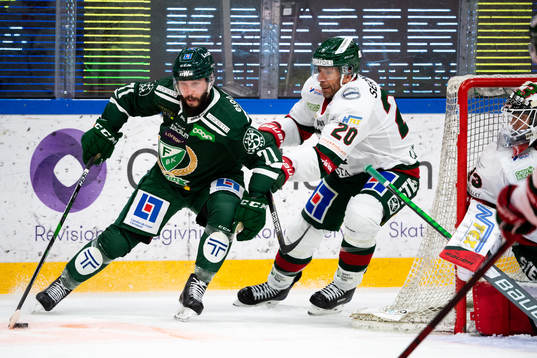 Färjestads Jesse Virtanen och Frölundas Joel Lundqvist