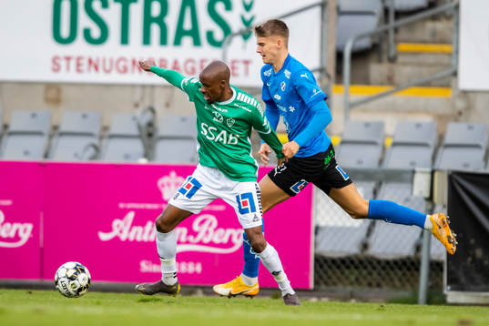 Brages Bantu Mzwakali och Halmstads Erik Ahlstrand