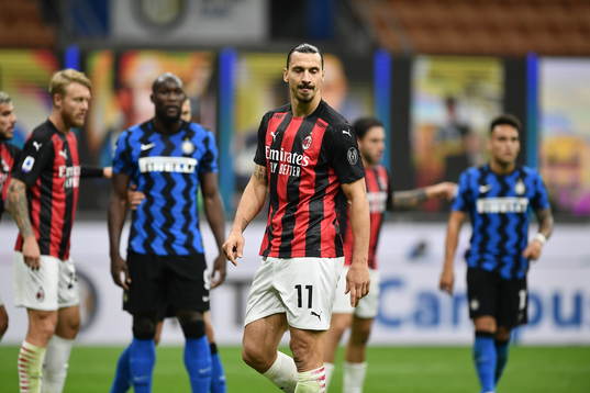 Zlatan Ibrahimovic of Milan looks dejected