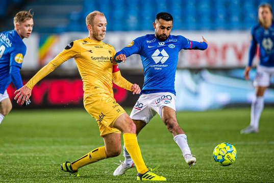 Vegard Leikvoll Moberg of Bodø/Glimt and Etzaz Muzafar