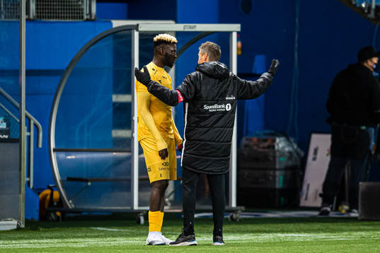 Victor Okoh Boniface of Bodø/Glimt and Kjetil Knutsen,