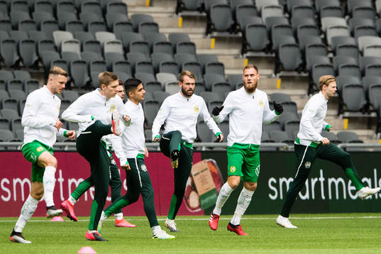 Hammarbys Richard Magyar, Aron Johansson, Aimar Sher, Mads