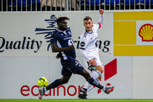 Aliou Coly of Kristiansund and Dino Islamovic of Rosenborg