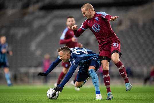 Djurgårdens Fredrik Ulvestad och Malmö FFs Franz Brorsson