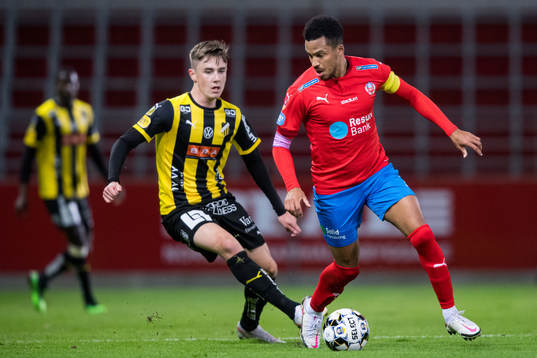 Häckens Patrik Wålemark och Helsingborgs Martin Olsson