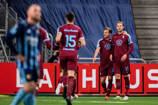 Malmö FFs Eric Larsson och Ola Toivonen jublar