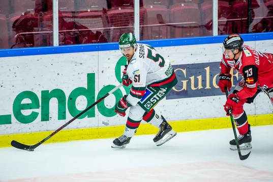 Frölundas Mats Rosseli Olsen och Malmö Redhawks Adam