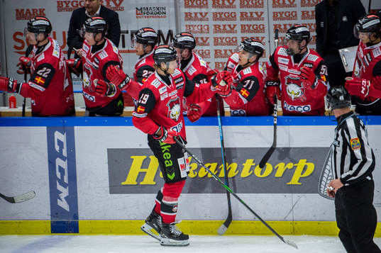 Malmö Redhawks Eric Engstrand jublar