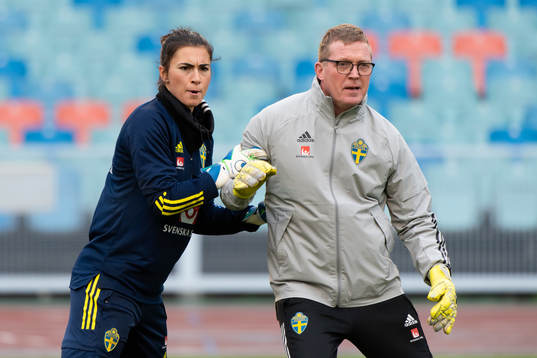 Goalkeeper Zecira Musovic and goalkeeper coach Leif