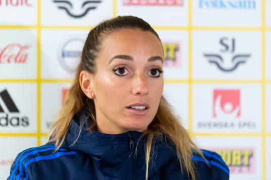Kosovare Asllani is being interviewed