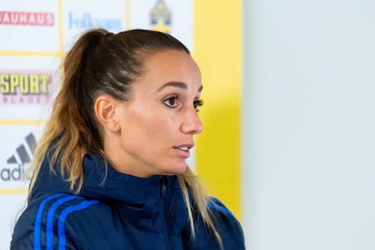 Kosovare Asllani is being interviewed