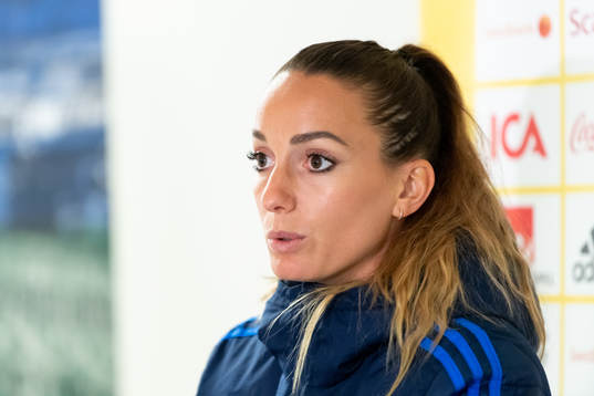 Kosovare Asllani is being interviewed