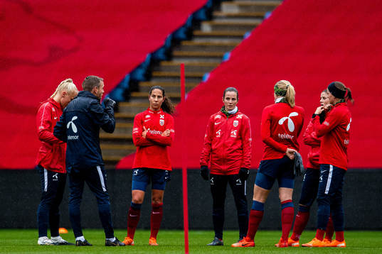 Ingrid Moe Wold and Tuva Hansen of the Norwegian women’s