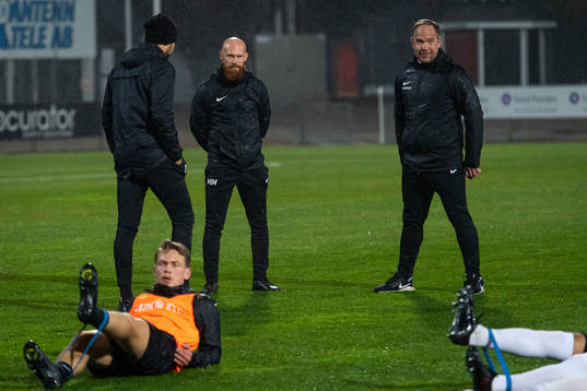 Landskronas assisterande tränare Max Mölder och