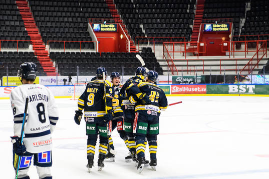 Södertäljes Jacob Dahlström jublar med lagkamrater