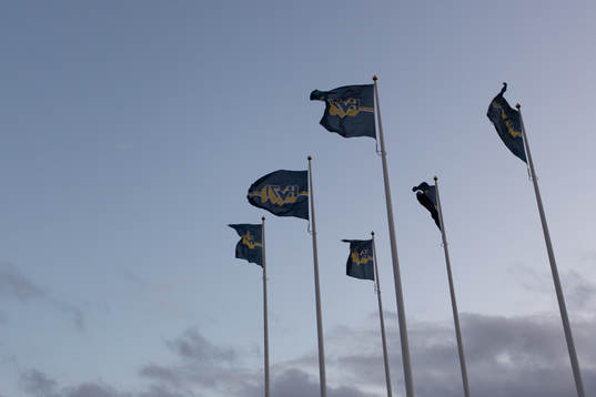 Flaggstänger med HV71s logotyp