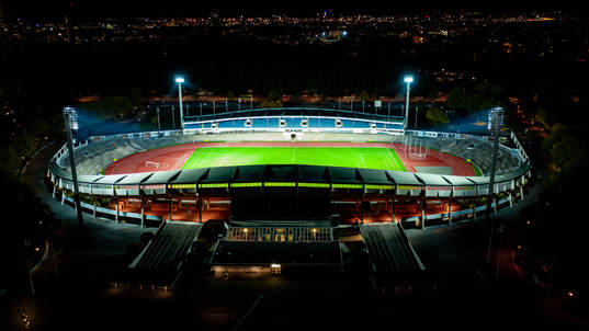 Exteriör vy över Malmö Stadion
