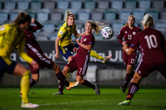 Olivia Schough of Sweden and Laura Sondore of Latvia