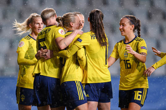 Filippa Curmark of Sweden celebrates the 7-0 goal