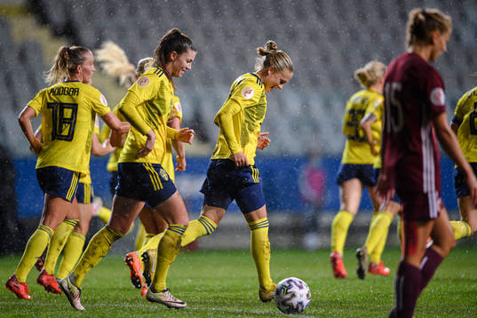Filippa Curmark of Sweden celebrates the 7-0 goal