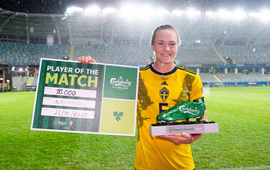 Magdalena Eriksson of Sweden is awarded ”Player of the