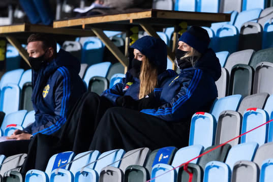 Kosovare Asllani and Stina Blackstenius of Sweden in the