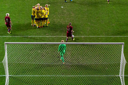Players of Sweden celebrate