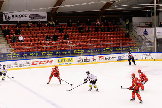 Vy över ishockeymatchen i Hockeyallsvenskan mellan Almtuna
